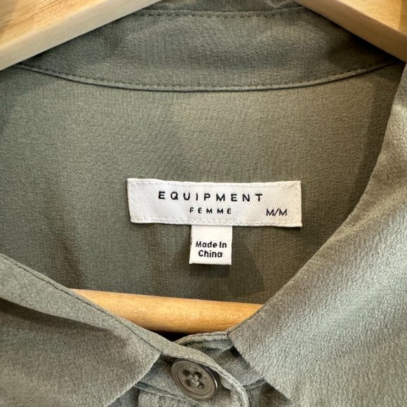 Equipment Green and Pink Striped Blouse - Picture 7 of 7